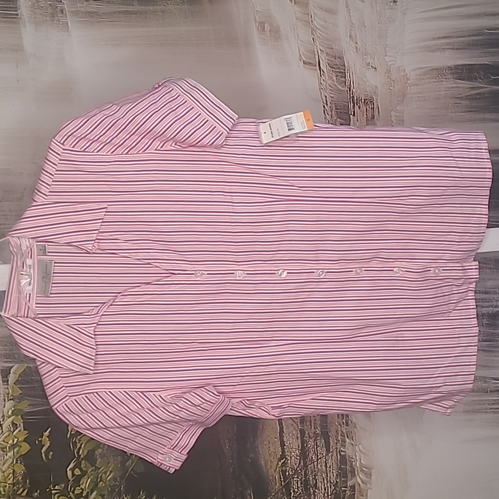 New with tags! Studio Works Womens Small purple pink striped button up blouse